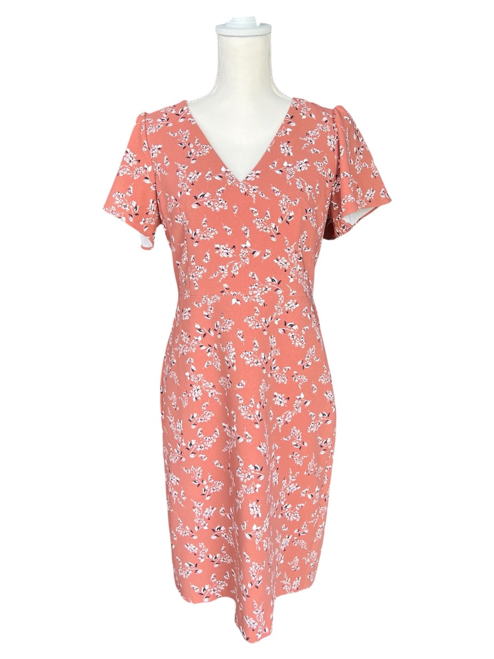 Ann Taylor Floral Flutter Sleeve Sheath Dress